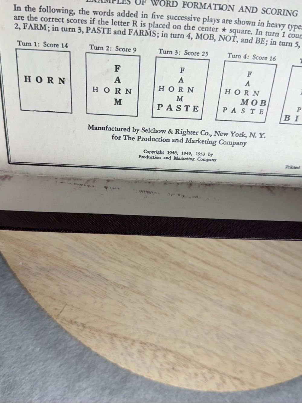 VTG 1953 Scrabble Board Game Wood Letter Tiles Dark Red OG Box & Manual In Lid - Picture 9 of 13
